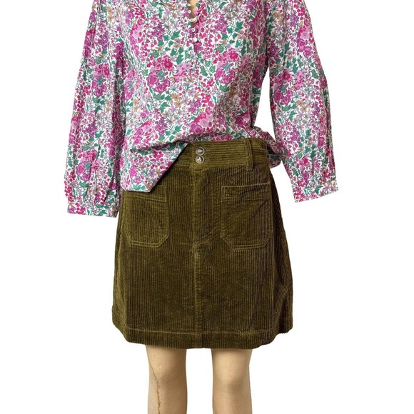 MADEWELL Skirt High Rise Dark Green Corduroy‎ Knee Mini Waist 28 NWT - Picture 1 of 7